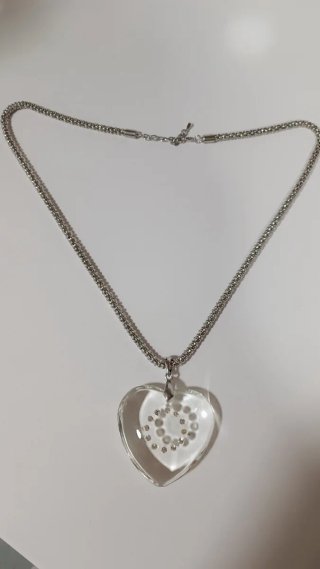 Collar Corazón Transparente con Brillantes