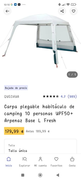 Carpa Decathlon Blanca y Verde