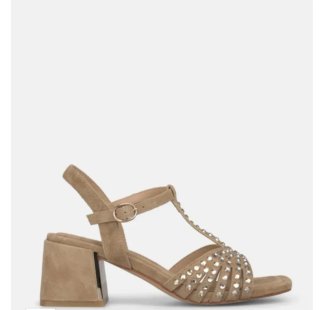 Sandalias tacón pedrería beige de Alma en Pena