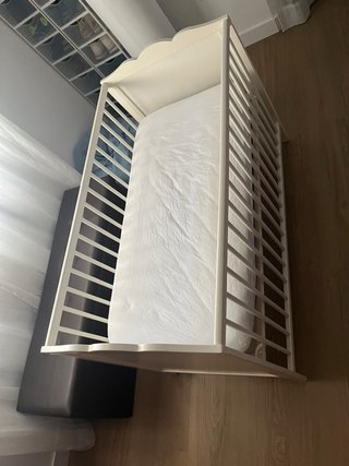 Cuna blanca 2 alturas con colchón+funda
