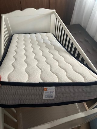 Cuna blanca 2 alturas con colchón+funda