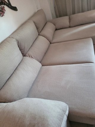Sofá Chaiselongue Beige Tela