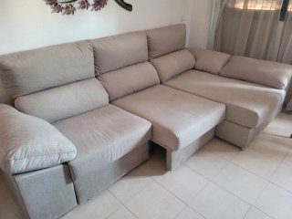 Sofá Chaiselongue Beige Tela