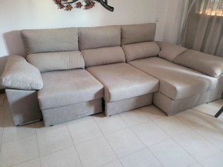 Sofá Chaiselongue Beige Tela