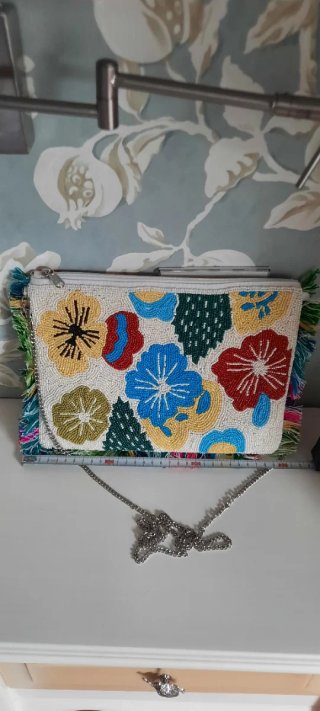 Bolso 2 caras abalorios y etnico