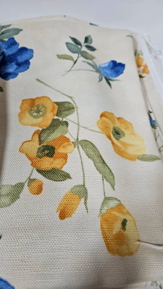 2 Piezas Tela Floral Beige y Azul