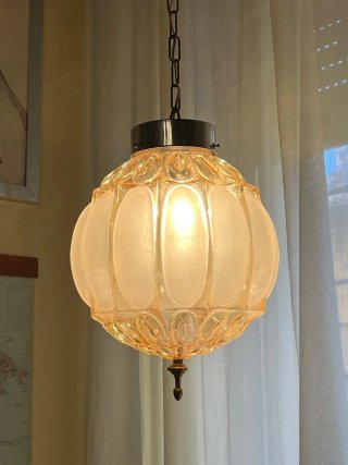 Lampada sospensione Bubble anni'60 vetro rosa