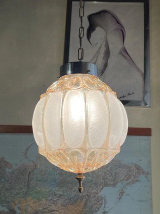 Lampada sospensione Bubble anni'60 vetro rosa