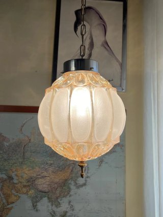 Lampada sospensione Bubble anni'60 vetro rosa