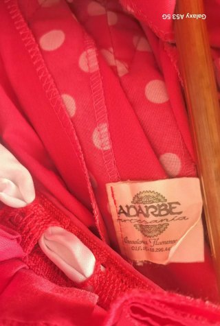 Vestido Flamenca Niña Rosa con lunares blanco