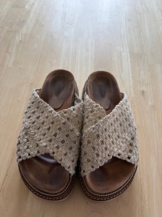 Sandalias Plataforma Beige Crochet