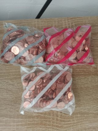 3 Bolsas Céntimos 5, 2, 1 centimos 1999 España
