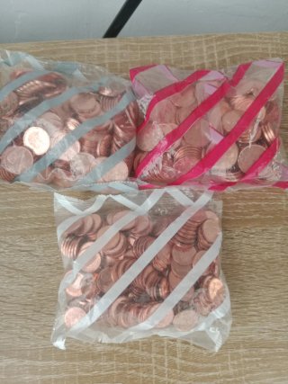 3 Bolsas Céntimos 5, 2, 1 centimos 1999 España