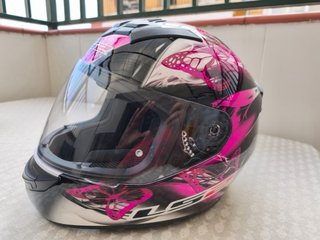 Casco Moto Mujer Mariposas Rosa