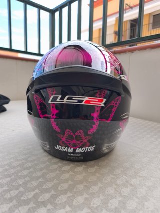 Casco Moto Mujer Mariposas Rosa