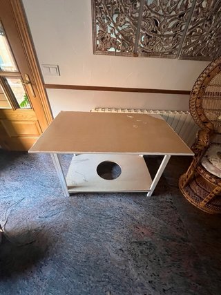 Mesa rectangular madera y tabla DM con brasero
