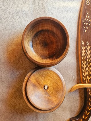 Portagioie scatola legno intagliato a mano