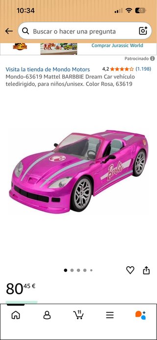 Coche teledirigido Barbie rosa