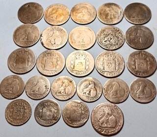Lote 25 monedas antiguas cobre España