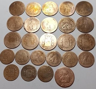 Lote 25 monedas antiguas cobre España