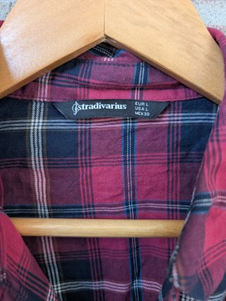 Camisa cuadros Stradivarius perlas mujer talla L