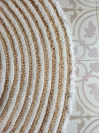 Tappeto rotondo in juta e tessuto beige/marrone
