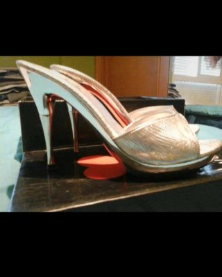 Sandalias de tacón plateadas talla 39.5