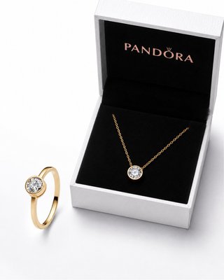 Pandora Anillo y Collar Oro Circonita