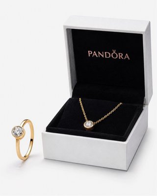 Pandora Anillo y Collar Oro Circonita