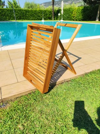 Tavolino Vassoio da Giardino in Legno