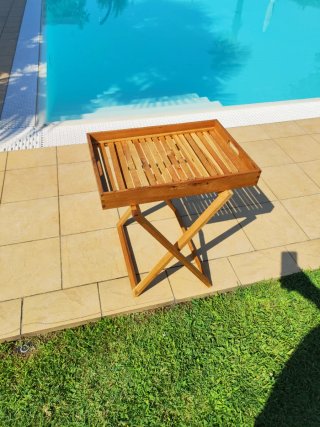 Tavolino Vassoio da Giardino in Legno