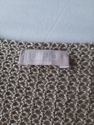 Blusa de punto beige y dorada talla única