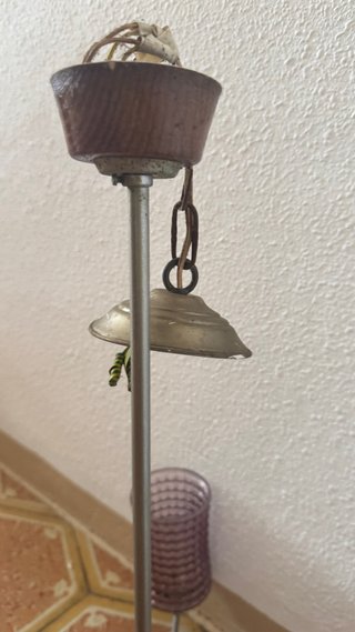 Lámpara techo vintage 5 tulipas moradas
