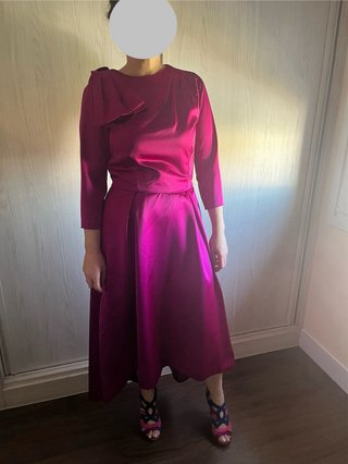 Vestido fiesta rosa a medida T.38-40