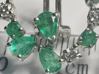 Pendientes Oro 18k Esmeraldas y Diamantes