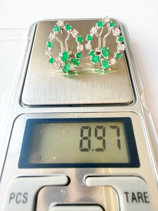 Pendientes Oro 18k Esmeraldas y Diamantes