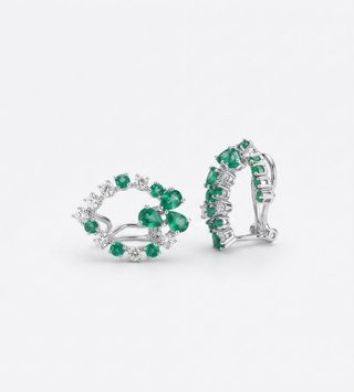 Pendientes Oro 18k Esmeraldas y Diamantes