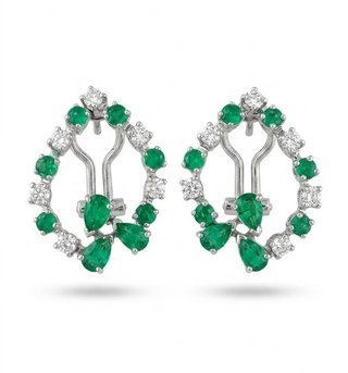 Pendientes Oro 18k Esmeraldas y Diamantes