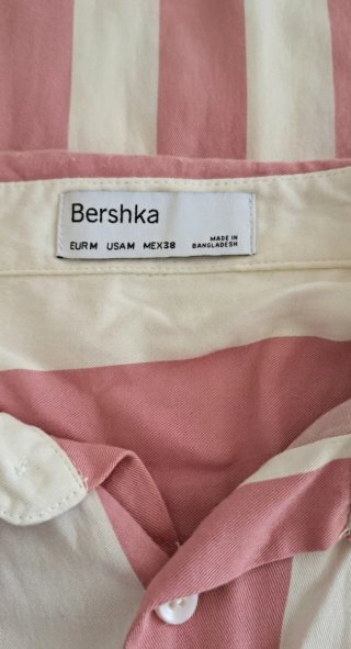 Camisa Bershka Rayas Rosa/Blanco Talla M