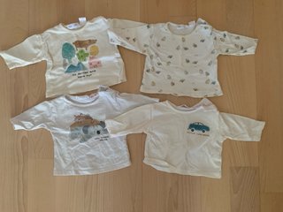4 camisetas de Zara. Talla 1-3 meses.