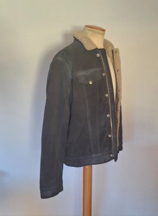 Chaqueta Schott Piel verde oscuro Forro Borrego