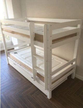 Litera madera 2 camas + auxiliar