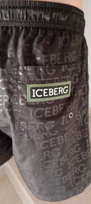 Costume mare uomo Iceberg nero con stampa
