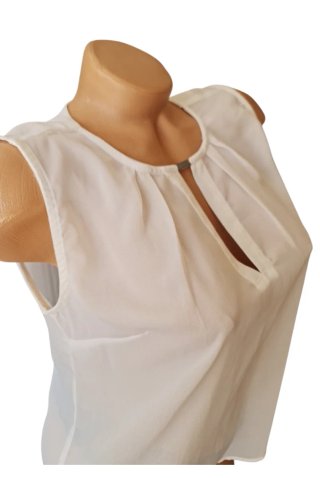 Blusa blanca fluida sin mangas Talla S