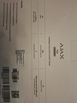 Central Alarma AJAX Hub Ethernet y SIM