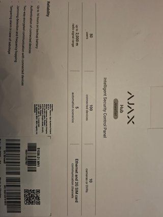 Central Alarma AJAX Hub Ethernet y SIM
