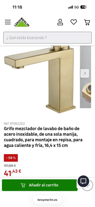 Grifo baño oro cepillado