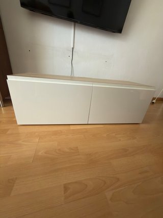 Mueble multimedia Besta Ikea beige/blanco