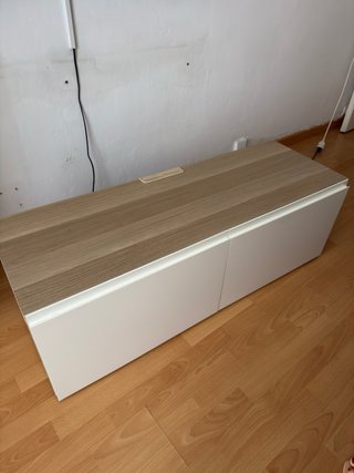 Mueble multimedia Besta Ikea beige/blanco