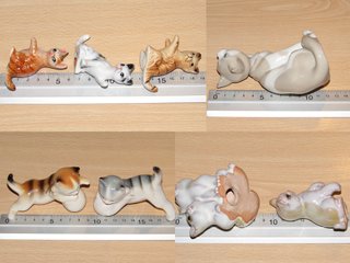 10 gatos miniatura algunos Bone China sello número